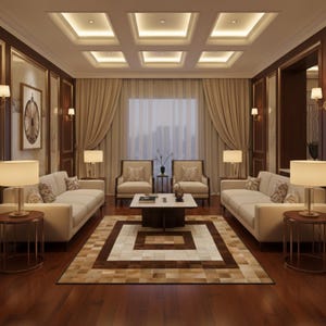 Patchwork Cowhide Area Rug, Genuine Leather Geometric Livingroom Carpet