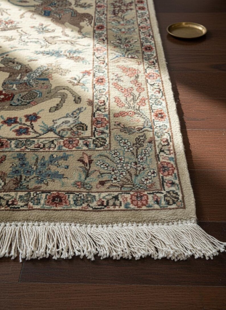 Afghan Hunting Scene Handmade Wool Rug 151x102cm (5x3.3ft), Oriental ...