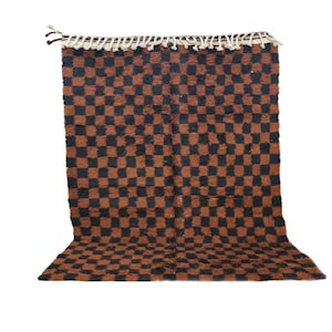 brown checkered rug - checkered rug - black moroccan rug - rugs for living room - black checkered rug, custom rug, free shipping