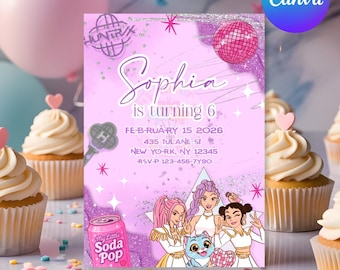 Plantilla de invitación de cumpleaños de K-Pop / Canva editable, imprimible, 5x7 (descarga digital)