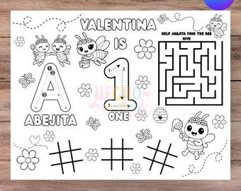 Abejita Chiquitita Actividad Mantel Individual para colorear Plantilla imprimible