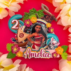Moana Cake Topper | Tropical Island Birthday Decor | Custom Name & Age | Ocean Adventure Party Theme