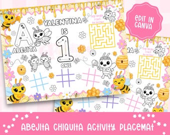 Abejita Chiquitita Actividad Mantel Individual para colorear Plantilla imprimible