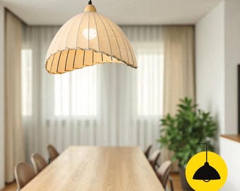 Japanese Wabi-Sabi Fabric Pendant Light – Retro Log Style Chandelier for Dining Room, Bar, Tea Room, Restaurant or Nordic Home Decor
