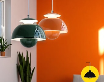 Globe Pendant Light | Modern Danish Style Hanging Lamp | Retro Kitchen Island Light | Bedroom Dining Room Fixture