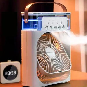 3-in-1 Portable Air Cooler Fan | Mini Air Conditioner, Humidifier & LED Night Light – USB Desktop Cooling Fan for Home, Office, Bedroom