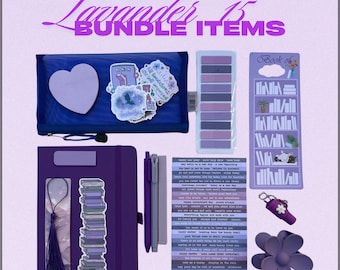 Purple Bookish Stationery Bundle | 15 Items Gift Set for Readers, Journal Lovers & Students
