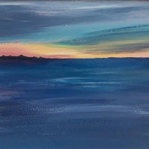 Isla Annet Capturada en el Atardecer. Pintura acrílica original sobre lienzo