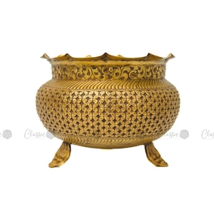 Handcrafted 6"X 8" Brass Flower Pot | Vintage-Style Planter for Indoor & Outdoor Use | Decorative Brass Urn