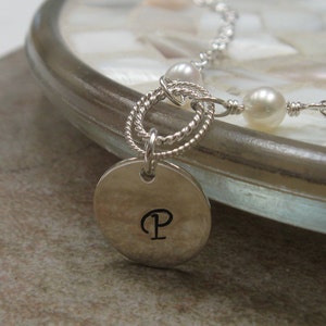 personalized jewelry Initial pearl bracelet monogrammed bracelet bridesmaid gift wedding party jewelry image 2