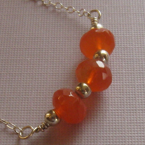 Silver carnelian necklace, 18 inches, wedding, bridesmaid gift, wedding party, orange red