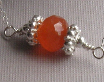 Carnelian rondelle necklace silver 18 inches