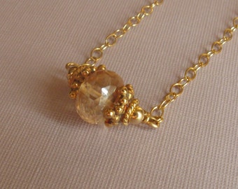 Gold filled necklace, champagne topaz  18 inches