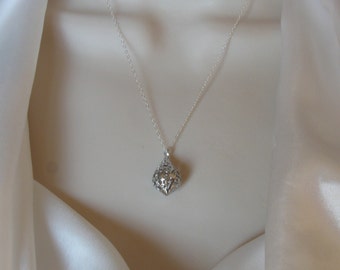 Silver bubble filigree drop necklace 18 inches