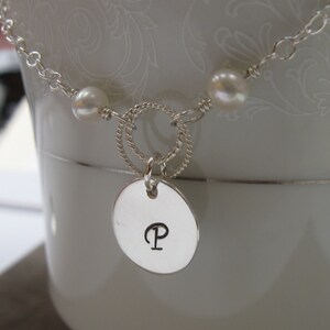 personalized jewelry Initial pearl bracelet monogrammed bracelet bridesmaid gift wedding party jewelry image 1