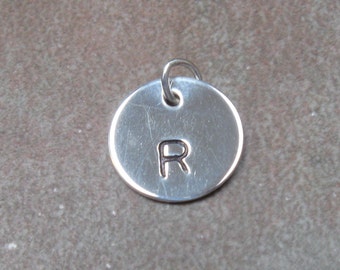 stamped charm, initial, personalized, monogrammed, block font, one additional charm