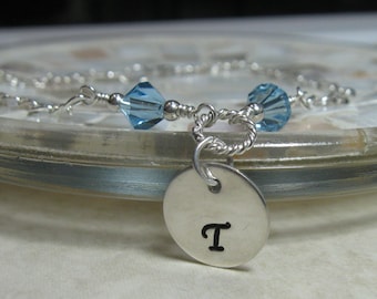 Personalized bracelet - initial bracelet - monogram bracelet - Crystal birthstone -bridesmaid gift wedding jewelry