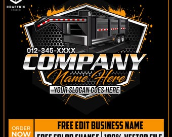 Dump Trailer Logo, Rental Logo, Automotive Logo, Roll Off Trailer, Dumpster Logo, Towing Logo, Hauling Business, Trailer Svg, Trucking Logos