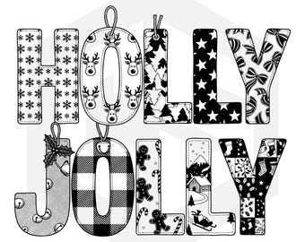 Holly Jolly Svg, archivo de corte navideño, Feliz Navidad, diseño navideño femenino y coqueto, camiseta navideña preppy, descarga para Cricut Silhouette