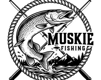 SVG de pesca de muskellunge, SVG de muskellunge, SVG de pesca, imágenes prediseñadas de pez muskellunge, SVG de pesca de lucio, SVG de pescador, archivo de corte de pesca