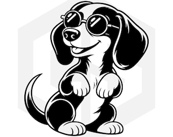 Cool Dachshund Svg | Dachshund Wearing Sunglasses | Funny Sausage Dog Svg | Dog Clipart | Cricut & Laser Cut Files Digital Download