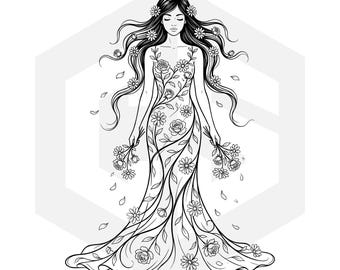 Elegant Woman Svg | Woman Silhouette Svg, Fashion Female Outline, Lady Figure Clipart, Cricut Cut File, Laser Cut Design Digital Download
