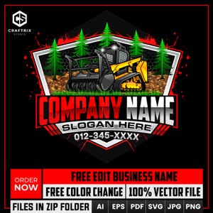 Forestry Mulching Logo Design, Skid Steer with Mulcher Logo Svg, Land Clearing Logo, Tree Service Logo, Construction Logo, Excavator Logo