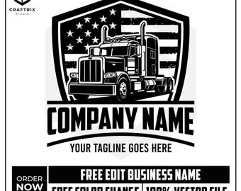 Logotipo de American Trucking, logotipo de camión semirremolque, logotipo de American Truck, logotipo de camionero, empresa de transporte, logotipo de transporte, descarga digital