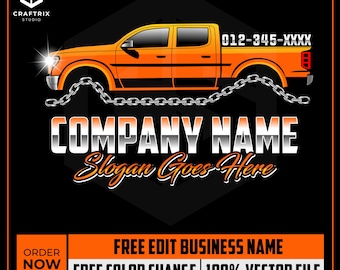 Towing Logo, Tow Truck Logo, Hauling Service Logo, Trucking Logo, Towing Svg, Towing Car Logo, Towing Chain Svg, Tow Truck 18 Wheeler Logo