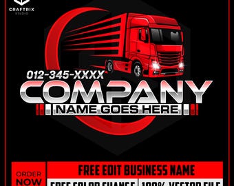 Diseño de logotipo personalizado para camiones, logotipo automotriz, logotipo de transporte, logotipo de camión logístico, logotipo de semirremolque, logotipo de carga, logotipo de calcomanía para camiones