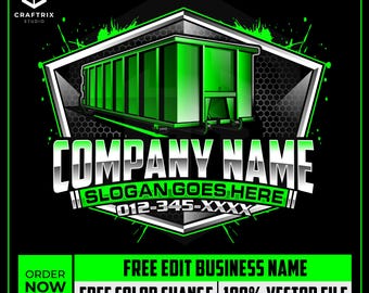 Dumpster Rental Logo, Junk Removal Logo, Roll Off Trailer Logo, Trash Service Logo, Dumpster Logo, Roll Off Dumpster Logo, Trucking Logo