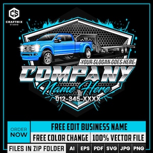 Ford Truck Logo Design Sgv, Trucking Logo Template, Pickup Truck Logo, Hotshot Trucking Logo, Transport Logo, Dispatcher Logo, Towing Logo