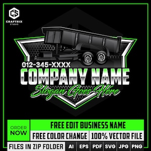 Dump Trailer Logo Design, Construction Logo, Hauling Logo, Industrial Logo, Heavy Equipment, Dump Truck Logo, Trucking Logo, Dumpster Logo