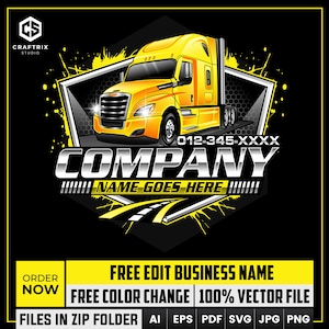 Trucking Company Logo, Transport Logo, Logistics Logo, 18 Wheeler Logo, Custom Trucker Logo, Semi Truck Logo, Freightliner Cascadia Truck