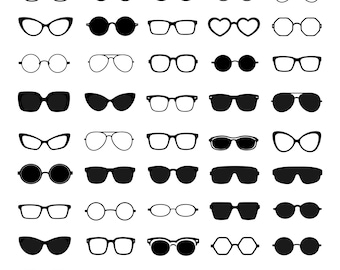 SVG de gafas de sol, paquete de SVG de gafas, SVG de gafas, imágenes prediseñadas de gafas, SVG de moda, archivos de corte de verano, PNG DXF para Cricut Silhouette, SVG de gafas