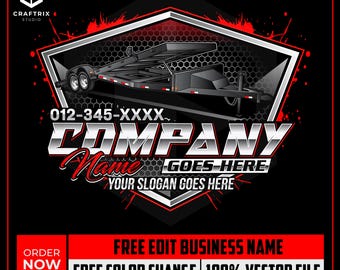 Car Trailer Logo Design, Trailer Rental Logo, Trailer Logo Decal, Trucking Logo, Transport Logo, Transportation Logo, Towing Truck Logo