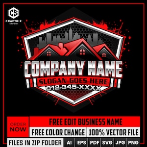 Real Estate 3d Logo Design Svg, House Roofing Skyline Logo, Home Improvement Logo, Realtor Logo, Property Management Business Branding Logo