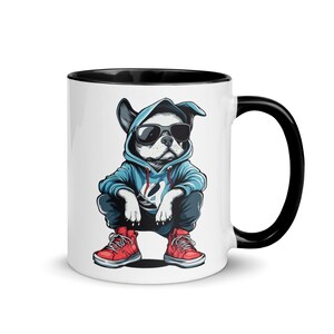 Mug with colored inside - Cartoon dog with hoodie