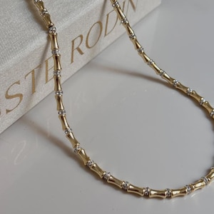 Gold Bamboo Chain Necklace – Stainless Steel Statement Jewelry for Women