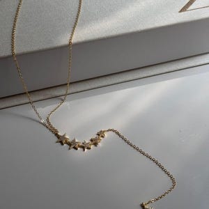 Gouden ketting met ster en lariat – hanger met fonkelende stenen hypoallergene sieraden
