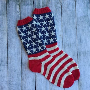 Stars and Stripes Forever Socks Pattern PDF - Sock Knitting Pattern