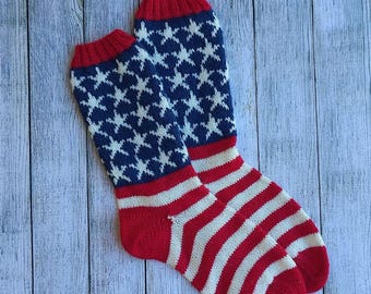 Stars and Stripes Forever Socks Pattern PDF - Sock Knitting Pattern