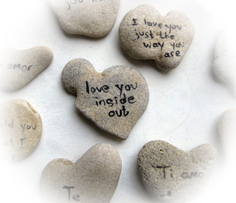 Unique Wedding Guest Book Beach Rocks Message Heart Shaped Etsy