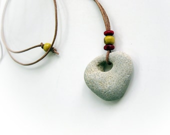 Beach Necklace - Natural beach stones pebbles necklace