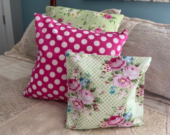 Shabby Chic Pillow Covers: Handmade Cotton Throw Pillows, Set of 3