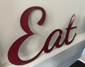 Red EAT Sign: Laser Cut Kitchen Wall Decor
