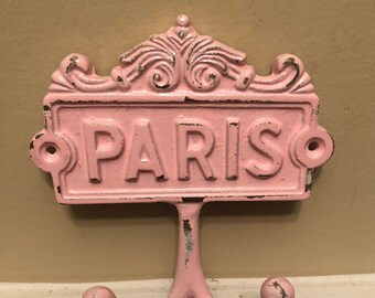 Paris Hook, Pink Hook, Wall Hook, Wall Hanger, Wall Decor, Crochet rose en détresse, Décoration de maison et de jardin