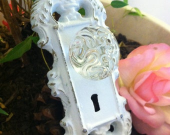 Wall Hook, Wall Hanger, Shabby Chic  White Satin Hook