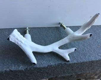 White Distressed Deer Antler Drawer Pull / Knob