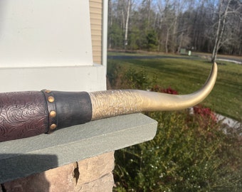 Gold Distressed Longhorn Horns: Western Ranch Decor